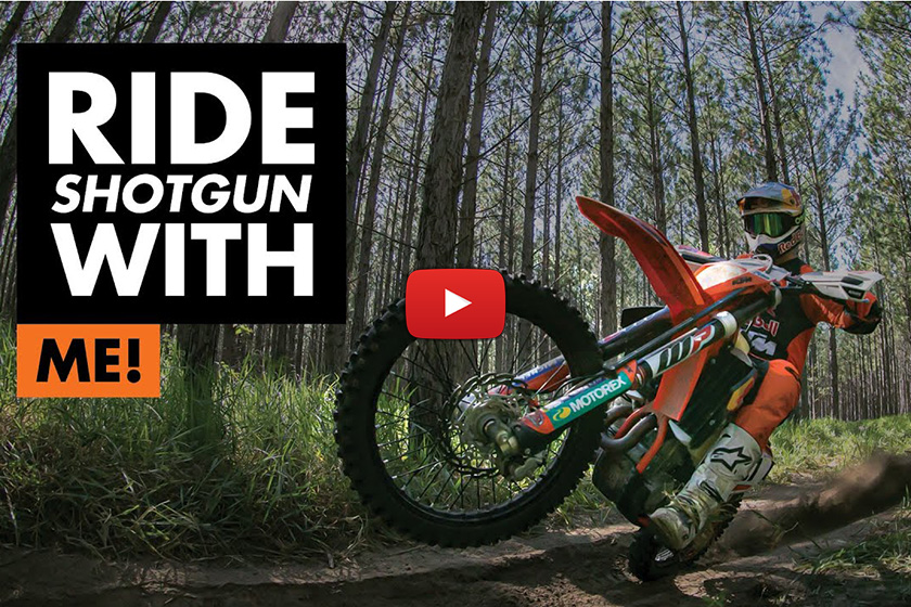 Toby Price woods riding his KTM 500 EXC-F - “Getting the mullet flappin’ in the breeze...”