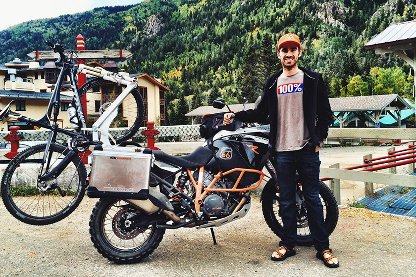 Bikes on bikes – MTB bikes strapped to adventure bikes. Say what?