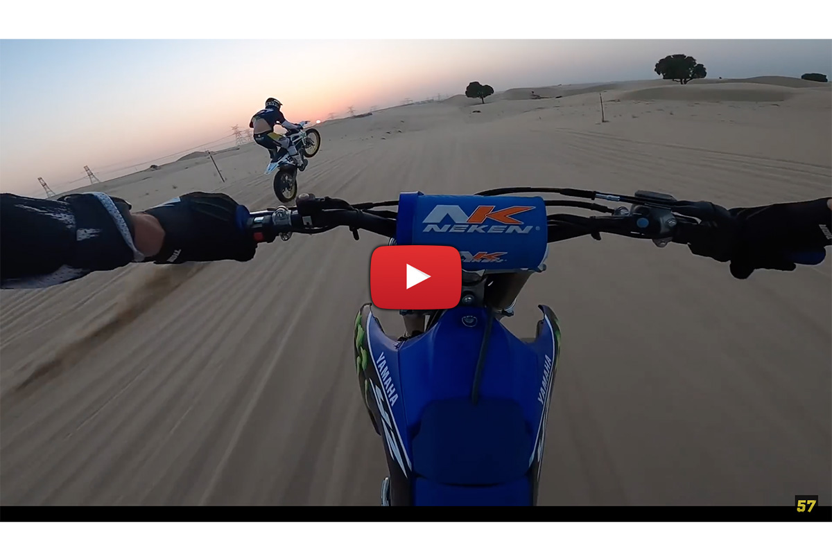 Adrien Van Beveren chasing Billy Bolt POV in the desert