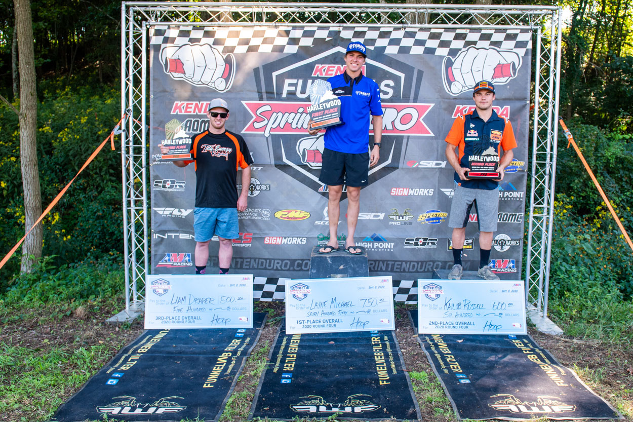 Layne Michael pushes Kailub Russell at Harleywood