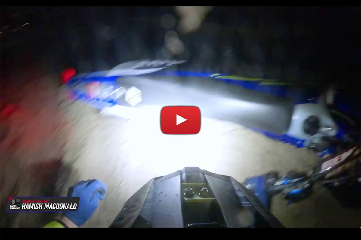 Italian Enduro beach prologue onboard:  Hamish Macdonald sand surfing in the dark