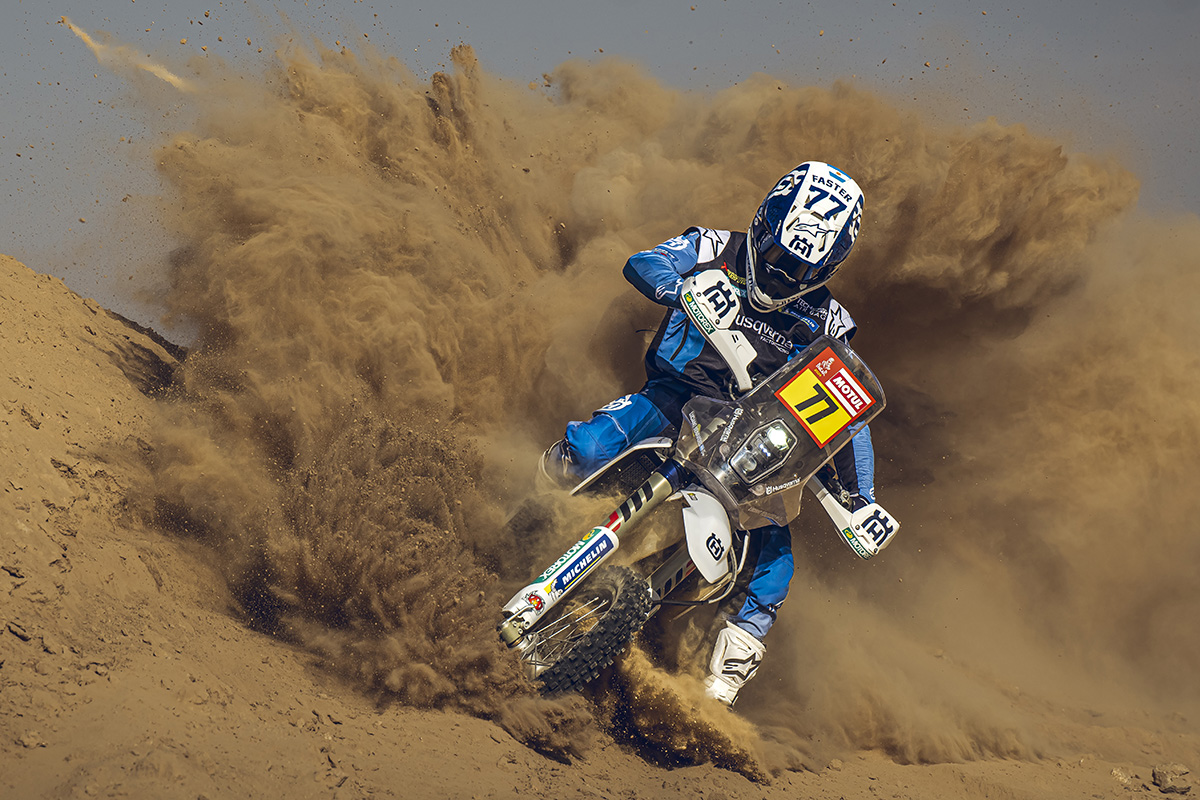 World Rally-Raid Champion Luciano Benavides’ 2024 Dakar Rally Husqvarna FR 450 looking prime