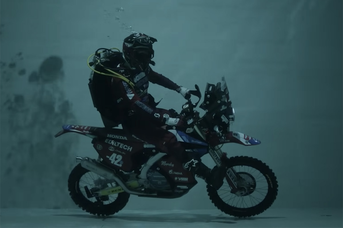 Honda Rally bike underwater – world’s first submarine CRF…no, really