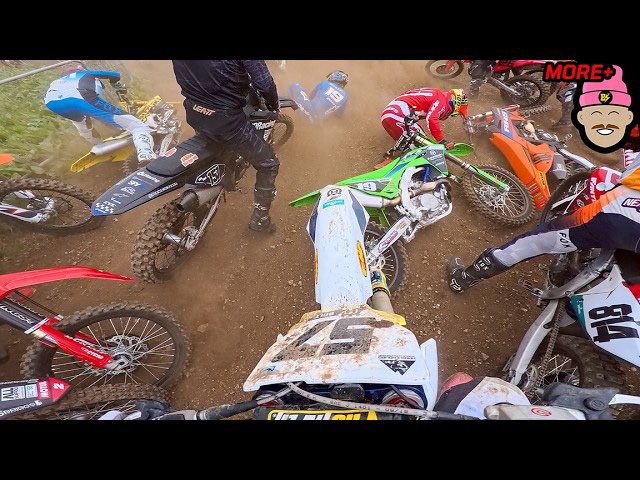 Billy Bolt onboard racing motocross, crashes, finishes second